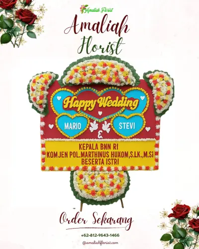 Karangan Papan Bunga Pernikahan di Bangsal